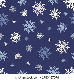 Frische Schneeflocken. Nahtloses Muster. Winterhintergrund. Vektorgrafik.