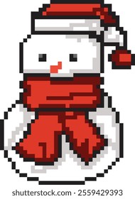 cute snowman 1 in pixel art.eps 10 illustration