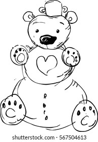 cute snowman bear - vector illustration