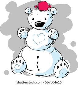 cute snowman bear - vector illustration