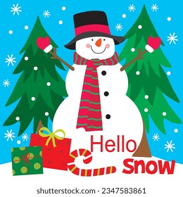Cute Snowman in blue vector art