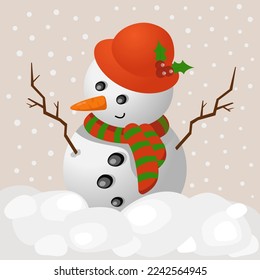 cute snowman. card with a snowman. New Year card