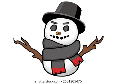 Cute snowman Cartoon Character with Christmas Theme
