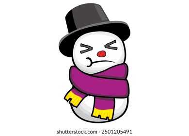 Cute snowman Cartoon Character with Christmas Theme