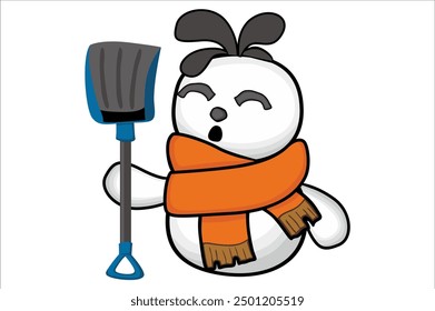 Cute snowman Cartoon Character with Christmas Theme