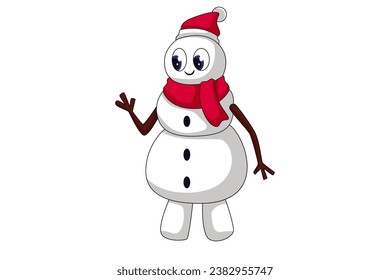 Cute Snowman Cartoon Character Design