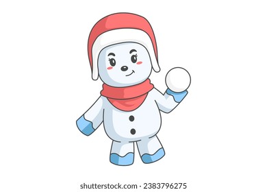 Cute Snowman Cartoon Character Design