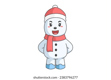Cute Snowman Cartoon Character Design