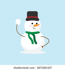 Cute Snowman Cartoon Design Vector Illustration