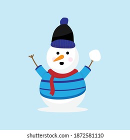 Cute Snowman Cartoon Design Vector Illustration