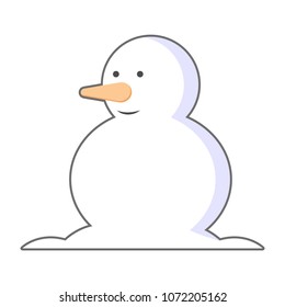 cute snowman cartoon object on white background, vector illustration