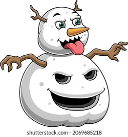 cute snowman cartoon vector with monster model