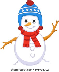 Cute Snowman Cartoon Wearing Hat And Shawl Stock Illustration