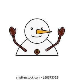 cute snowman character icon