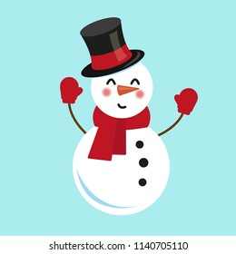 Cute snowman character. Merry Christmas. Vector illustration