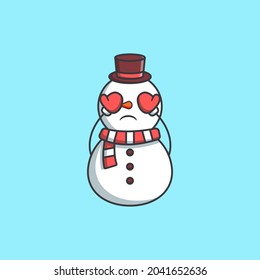 cute snowman character is sad isolated on white background