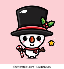 cute snowman character vector design