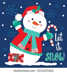 Bonito boneco de neve para cartão de Natal ou design de saco