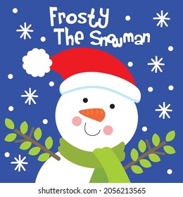 Cute snowman for christmas card, gift bag or box design