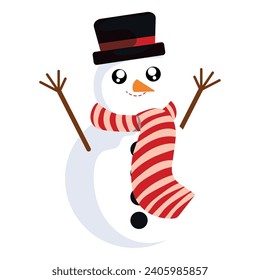 Cute snowman christmas character Vector illustration