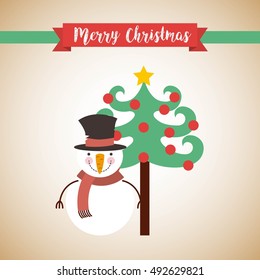 cute snowman christmas character vector illustration design