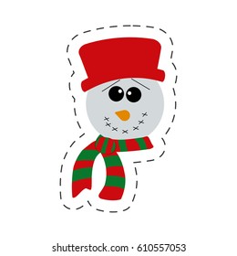 cute snowman christmas cut line vector illustraiton eps 10