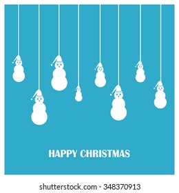 Cute Snowman Christmas decorative template Design, Christmas New Year Flat card illustration
