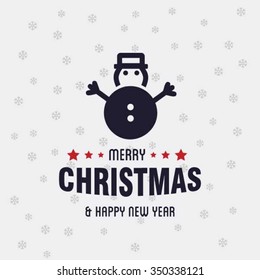 Cute Snowman Christmas decorative template Design, Christmas New Year Flat card illustration