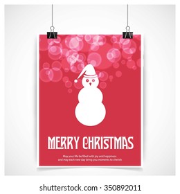 Cute Snowman Christmas decorative template Design, Christmas New Year Flat card illustration
