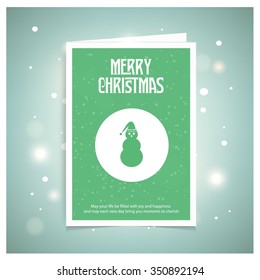 Cute Snowman Christmas decorative template Design, Christmas New Year Flat card illustration
