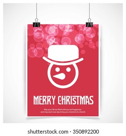 Cute Snowman Christmas decorative template Design, Christmas New Year Flat card illustration
