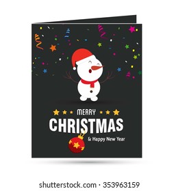 Cute Snowman Christmas decorative template Design, Christmas New Year Flat card illustration