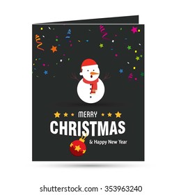 Cute Snowman Christmas decorative template Design, Christmas New Year Flat card illustration