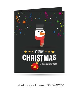 Cute Snowman Christmas decorative template Design, Christmas New Year Flat card illustration