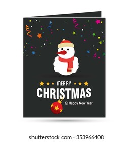 Cute Snowman Christmas decorative template Design, Christmas New Year Flat card illustration