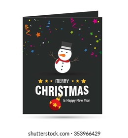 Cute Snowman Christmas decorative template Design, Christmas New Year Flat card illustration