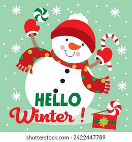 Cute Snowman with Christmas gift image