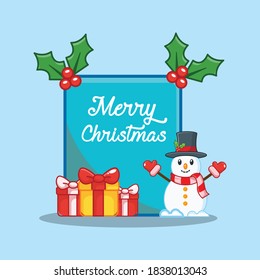 cute snowman with christmas greeting
