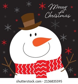 Cute Snowman For Christmas Greeting Card