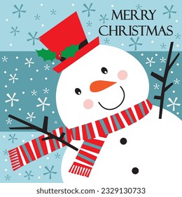 Cute Snowman For Christmas Greeting Card