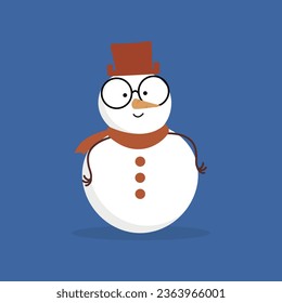 Cute snowman for Christmas. Snowman with hat and glasses for Christmas and New Year design.