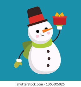 Cute snowman christmas mascot . Vector illustration