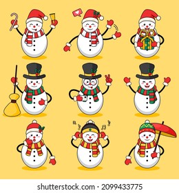 Hombre de nieve lindo en diseño de vectores de Navidad