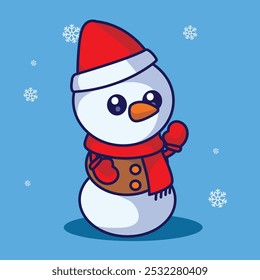 Cute snowman christmas vector icon character illustration