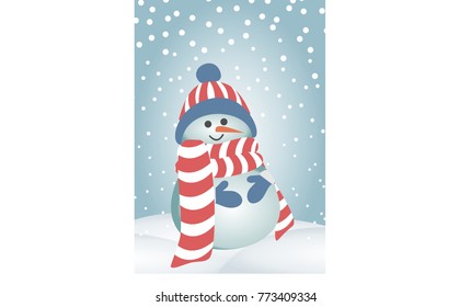 Cute snowman concept. Vector illustration.