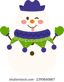 Cute Snowman Cowboy Hat Illustartion