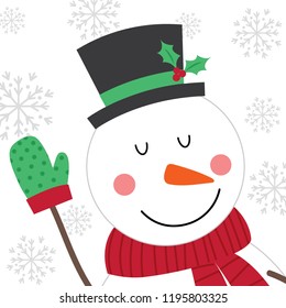 Cute snowman design, cute Christmas character with red and green color, vector illustration