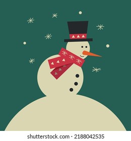 Cute snowman drawing vector art.