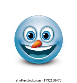 Cute Snowman emoticon, emoji - vector illustration