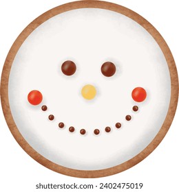 Cute Snowman Face Cookie Illustration